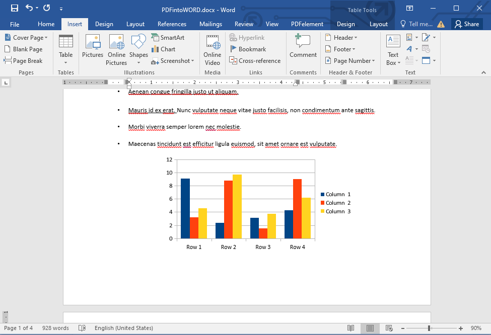 Inserted text file from PDF file into Word