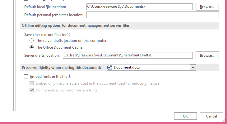 Do not embed common system fonts Do not embed common system fonts